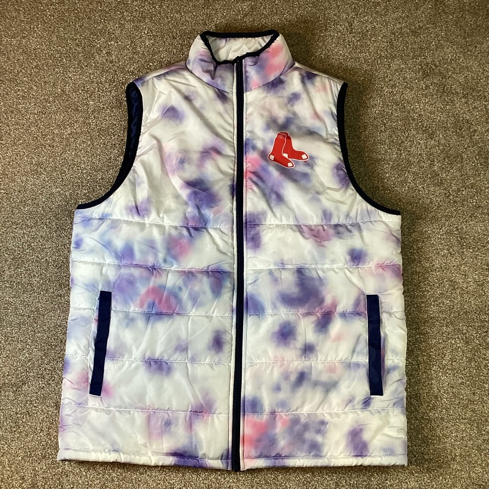 Grateful Dead Red Sox 60th Anniversary Tie Dye Puffer Vest M - Picture 2 of 8